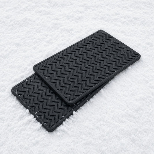 Pair of black traction mats